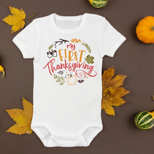 Load image into Gallery viewer, My First Thanksgiving Baby short sleeve one piece