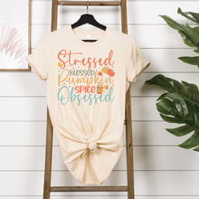 Load image into Gallery viewer, Stressed, Blessed & Pumpkin Spiced Obsessed Unisex t-shirt