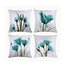 Load image into Gallery viewer, Teal Tulips Pillow Covers