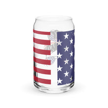 Load image into Gallery viewer, Patriotic Messy Bun and Flag Can-shaped glass