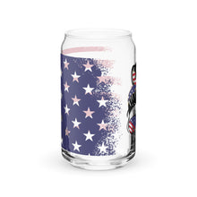 Load image into Gallery viewer, Patriotic Messy Bun and Flag Can-shaped glass