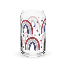 Load image into Gallery viewer, Patriotic Rainbows Can-shaped glass