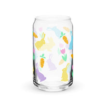 Load image into Gallery viewer, Pastel Bunnies and Carrots Can-shaped glass