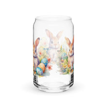 Load image into Gallery viewer, Watercolor Bunnies and Eggs Can-shaped glass