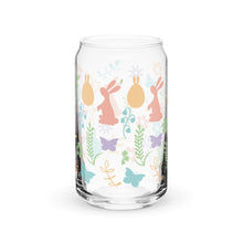 Load image into Gallery viewer, Pastel Bunnies and Flowers Can-shaped glass