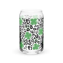 Load image into Gallery viewer, Leopard and Shamrocks Can-shaped glass