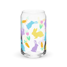 Load image into Gallery viewer, Pastel Bunnies and Carrots Can-shaped glass