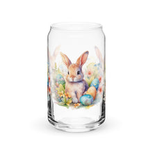 Load image into Gallery viewer, Watercolor Bunnies and Eggs Can-shaped glass