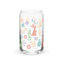 Load image into Gallery viewer, Pastel Bunnies and Flowers Can-shaped glass