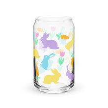 Load image into Gallery viewer, Pastel Bunnies and Carrots Can-shaped glass