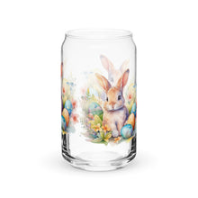 Load image into Gallery viewer, Watercolor Bunnies and Eggs Can-shaped glass