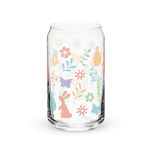 Load image into Gallery viewer, Pastel Bunnies and Flowers Can-shaped glass