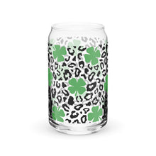 Load image into Gallery viewer, Leopard and Shamrocks Can-shaped glass