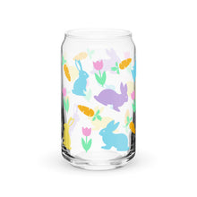Load image into Gallery viewer, Pastel Bunnies and Carrots Can-shaped glass