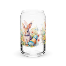 Load image into Gallery viewer, Watercolor Bunnies and Eggs Can-shaped glass