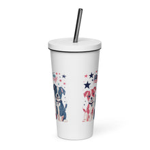 Load image into Gallery viewer, Happy 4th Of July Cute Dogs Insulated tumbler with a straw