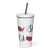 Load image into Gallery viewer, USA Maps Insulated tumbler with a straw