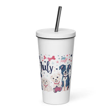 Load image into Gallery viewer, Happy 4th Of July Cute Dogs Insulated tumbler with a straw