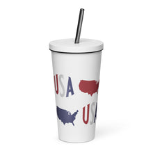 Load image into Gallery viewer, USA Maps Insulated tumbler with a straw