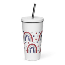 Load image into Gallery viewer, Patriotic Rainbows Insulated tumbler with a straw