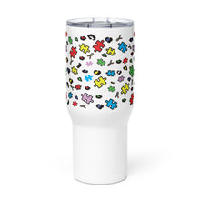 Load image into Gallery viewer, Autism Puzzle Pieces and Ribbons Travel mug with a handle