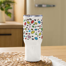 Load image into Gallery viewer, Autism Puzzle Pieces and Ribbons Travel mug with a handle