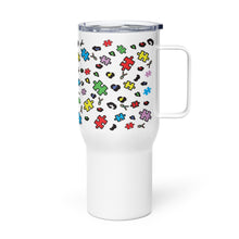 Load image into Gallery viewer, Autism Puzzle Pieces and Ribbons Travel mug with a handle