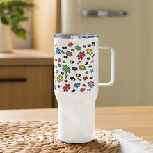 Load image into Gallery viewer, Autism Puzzle Pieces and Ribbons Travel mug with a handle