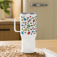 Load image into Gallery viewer, Autism Puzzle Pieces and Ribbons Travel mug with a handle