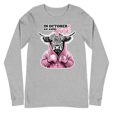 Load image into Gallery viewer, We Wear Pink Highland Cow Unisex Long Sleeve Tee