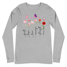 Load image into Gallery viewer, Breast Cancer Flowers Unisex Long Sleeve Tee