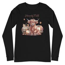 Load image into Gallery viewer, Howdy Fall Highland Cow Unisex Long Sleeve Tee