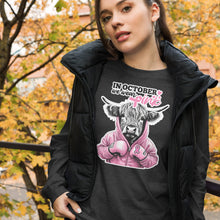 Load image into Gallery viewer, We Wear Pink Highland Cow Unisex Long Sleeve Tee