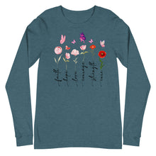 Load image into Gallery viewer, Breast Cancer Flowers Unisex Long Sleeve Tee