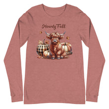 Load image into Gallery viewer, Howdy Fall Highland Cow Unisex Long Sleeve Tee