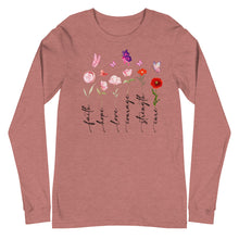 Load image into Gallery viewer, Breast Cancer Flowers Unisex Long Sleeve Tee