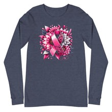 Load image into Gallery viewer, Breast Cancer Ribbon and Flower Unisex Long Sleeve Tee