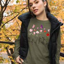Load image into Gallery viewer, Breast Cancer Flowers Unisex Long Sleeve Tee