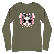 Load image into Gallery viewer, Cute Coquette Skull Unisex Long Sleeve Tee