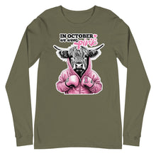 Load image into Gallery viewer, We Wear Pink Highland Cow Unisex Long Sleeve Tee