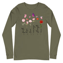 Load image into Gallery viewer, Breast Cancer Flowers Unisex Long Sleeve Tee
