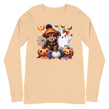 Load image into Gallery viewer, Cute and Spooky Highland Cow Unisex Long Sleeve Tee