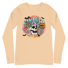 Load image into Gallery viewer, Retro Beachy Halloween Skull Unisex Long Sleeve Tee