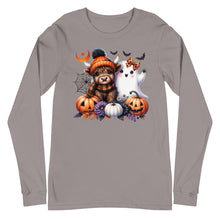 Load image into Gallery viewer, Cute and Spooky Highland Cow Unisex Long Sleeve Tee
