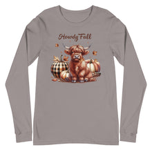 Load image into Gallery viewer, Howdy Fall Highland Cow Unisex Long Sleeve Tee