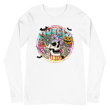 Load image into Gallery viewer, Retro Beachy Halloween Skull Unisex Long Sleeve Tee