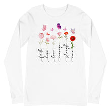 Load image into Gallery viewer, Breast Cancer Flowers Unisex Long Sleeve Tee