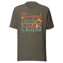 Load image into Gallery viewer, Stressed, Blessed & Pumpkin Spiced Obsessed Unisex t-shirt