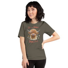 Load image into Gallery viewer, Give Grace, Jesus Did (Highland Cow) Unisex t-shirt