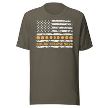 Load image into Gallery viewer, Solar Eclipse 2024 Horizontal Flag Unisex t-shirt